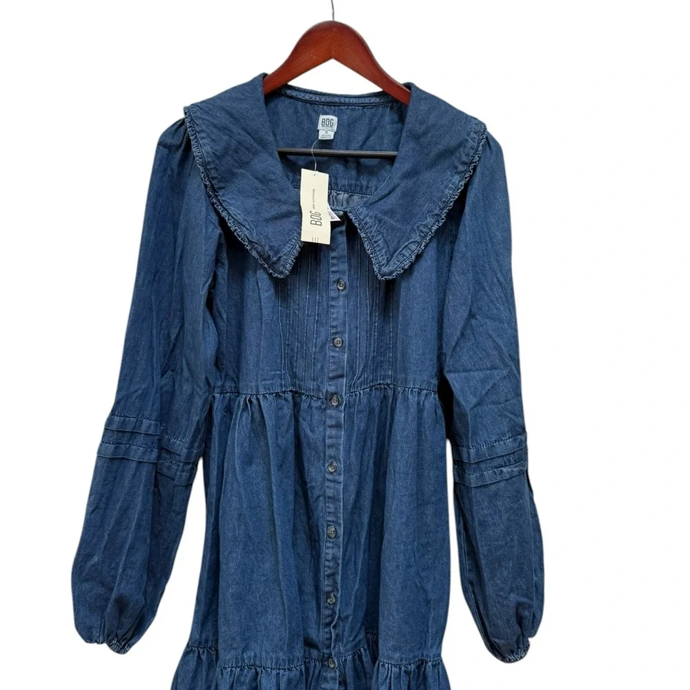 BDG Urban Outfitters Women’s Long Sleeve Button Front Denim Collar Dress Small - Picture 9 of 12